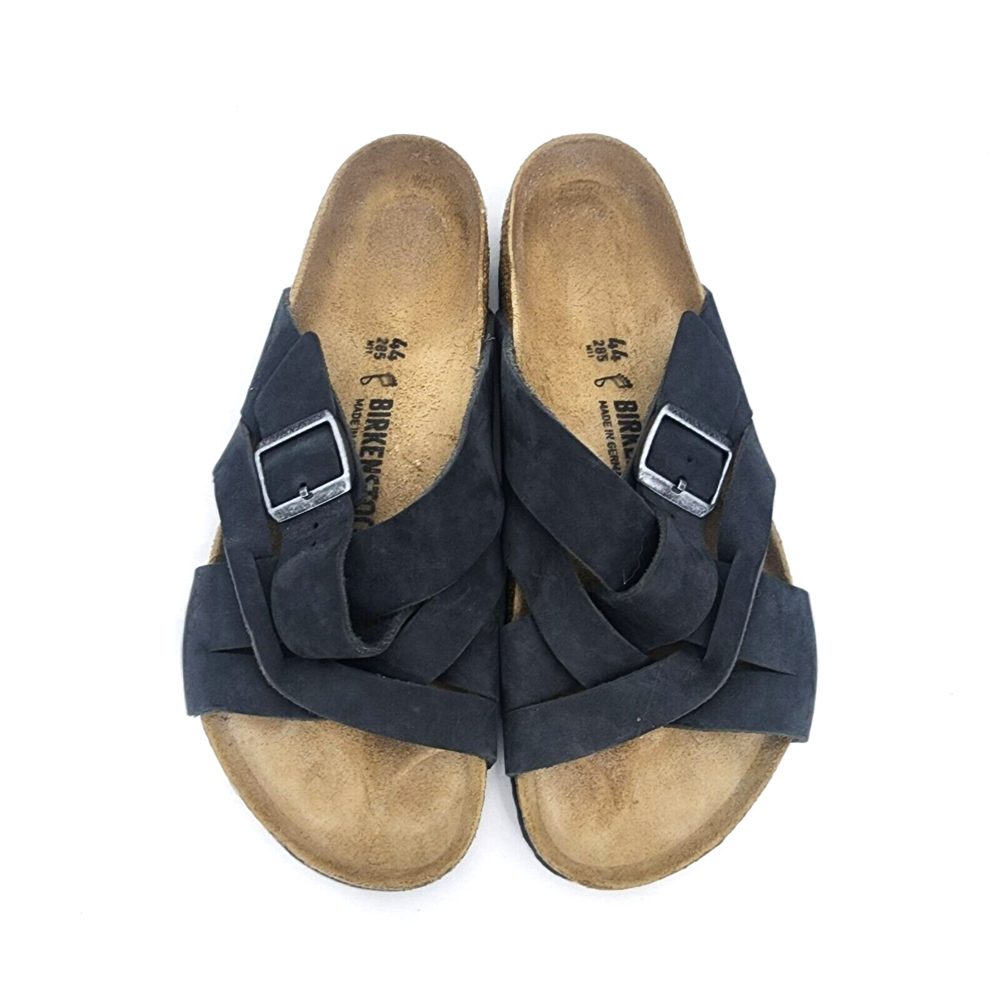 Birkenstock Lugano Camberra Old Men US 11/44 Wide Black Nubuck Leather Slides